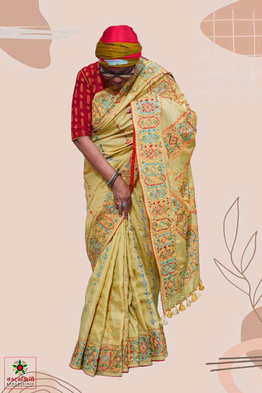 Kantha Stitch Bolaka Silk Sharee