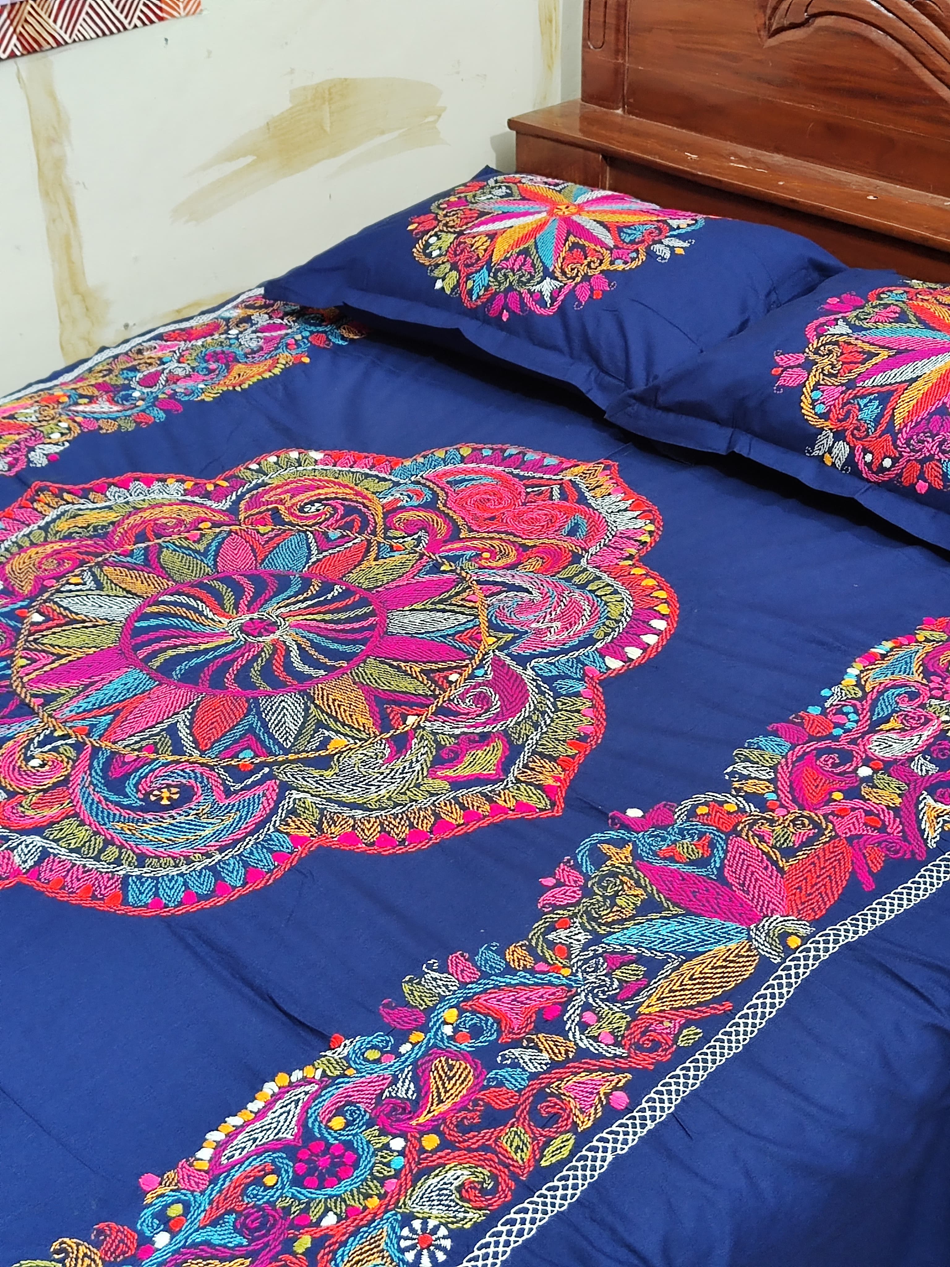 Vibrant Mandala Print Royal Blue Bedsheet Set - Image 2